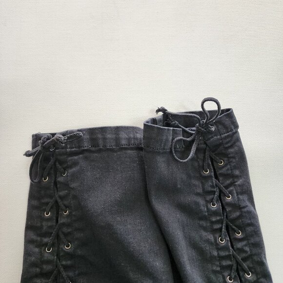 Hudson Black Cotton Stretch Lace Up Side Mid Rise Skinny Jeans - Picture 5 of 11